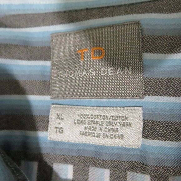 Thomas Dean Stripe Shirt Flip Cuff XL Blue Black - Picture 6 of 7
